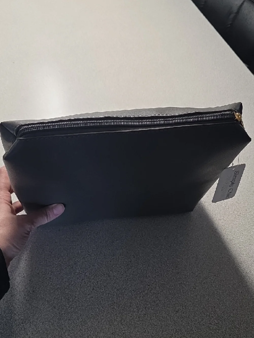 Grey Faux Leather Cosmetic Pouch - Picture 2 of 5
